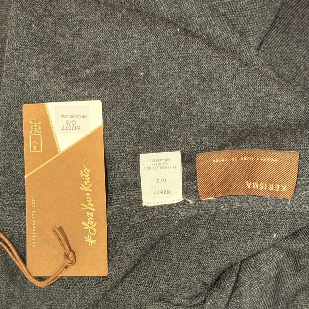 Kerisma Knits Women's One Size Charcoal Gray Poncho Sweater‎ Cowl Neck NWT - Picture 6 of 6